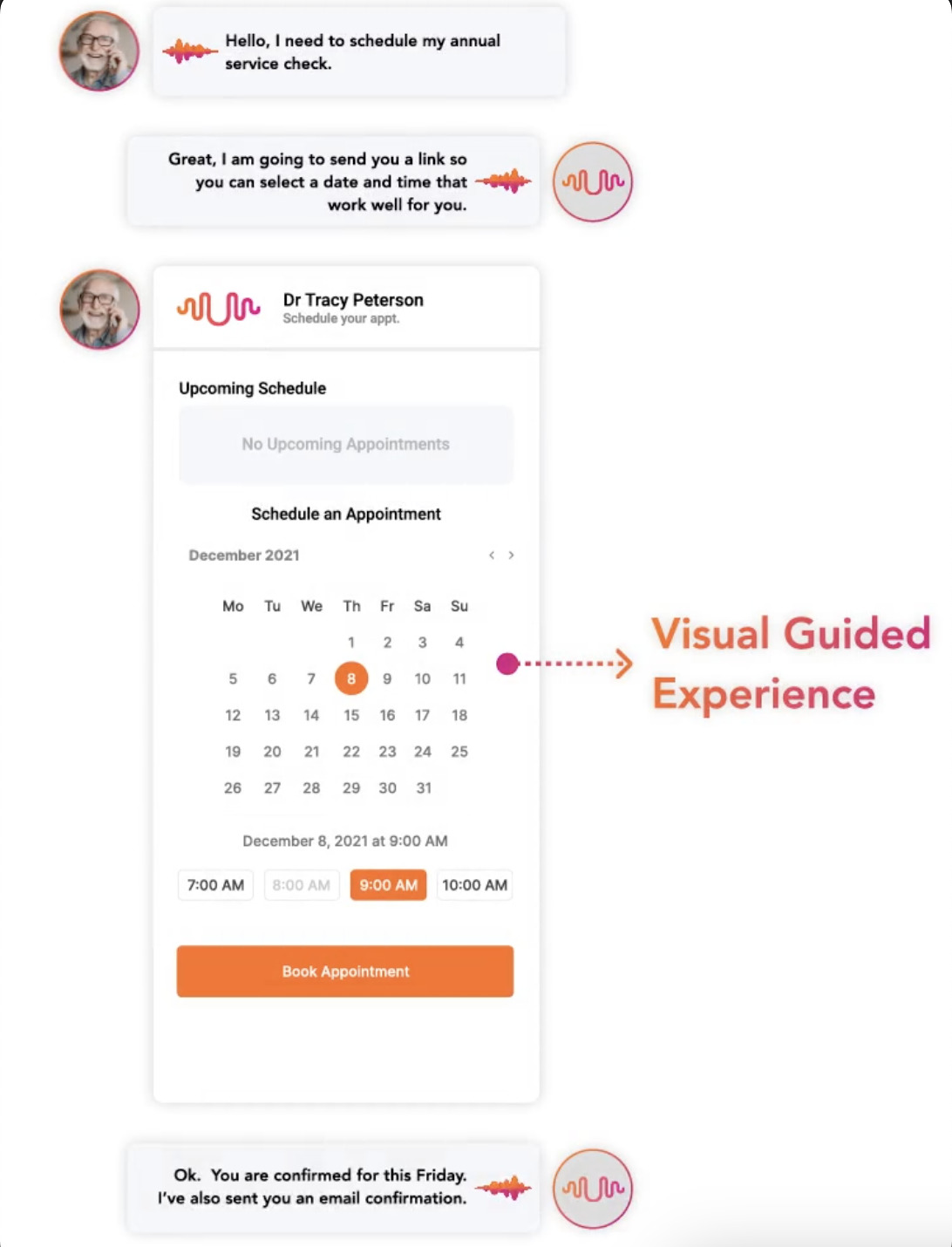 Demonstration of how Uniphore’s conversational AI for sales and support can help guide a user's next step.